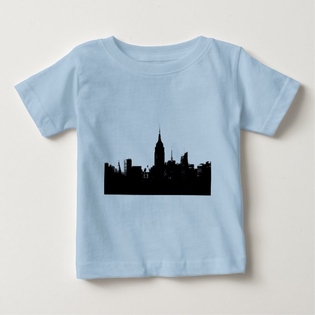 Camiseta De Bebé Silueta de Nueva York en blanco y negro (Anverso)