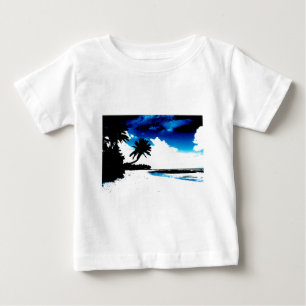 Camiseta De Bebé Silueta de palmera blanca negra azul