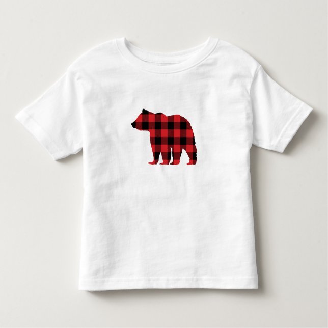 Camiseta De Bebé Silueta de patrón de comprobación de búfalo de oso (Anverso)