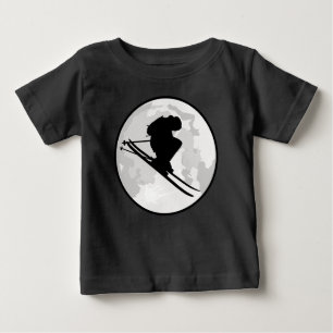 Camiseta De Bebé Silueta de salto de esquiador y luna