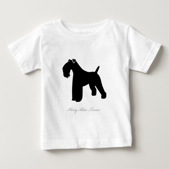 Camiseta De Bebé Silueta de Terrier de azul de Kerry (Anverso)