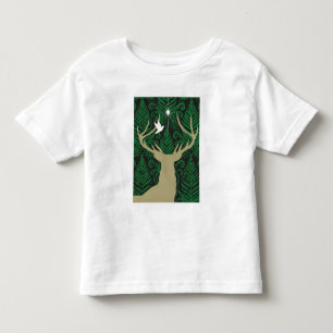 Camiseta De Bebé Silueta de un ciervo, de una paloma y de una