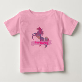 Camiseta De Bebé Silueta de Unicornio Abstracto Pastel Rosa