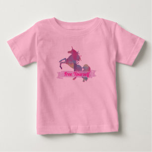 Camiseta De Bebé Silueta de unicornio abstracto pastel rosa