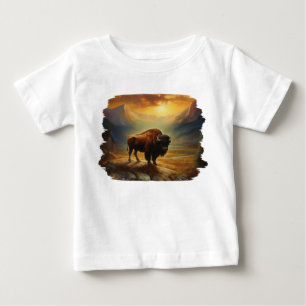 Camiseta De Bebé Silueta del bisonte de Búfalo al atardecer