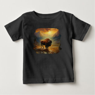 Camiseta De Bebé Silueta del búfalo al atardecer