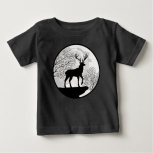 Camiseta De Bebé Silueta del venado y la luna en la noche salvaje