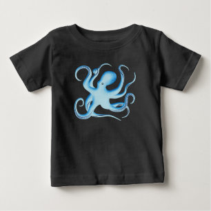 Camiseta De Bebé Silueta vectorial del pulpo azul