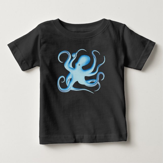 Camiseta De Bebé Silueta vectorial del pulpo azul (Anverso)