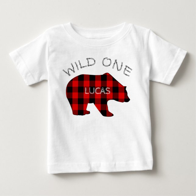 Camiseta De Bebé Silvestre Un Oso de Cumpleaños Dorado Lumberjack P (Anverso)