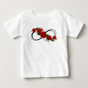 Camiseta De Bebé Símbolo de Infinito con Rosas Rojas