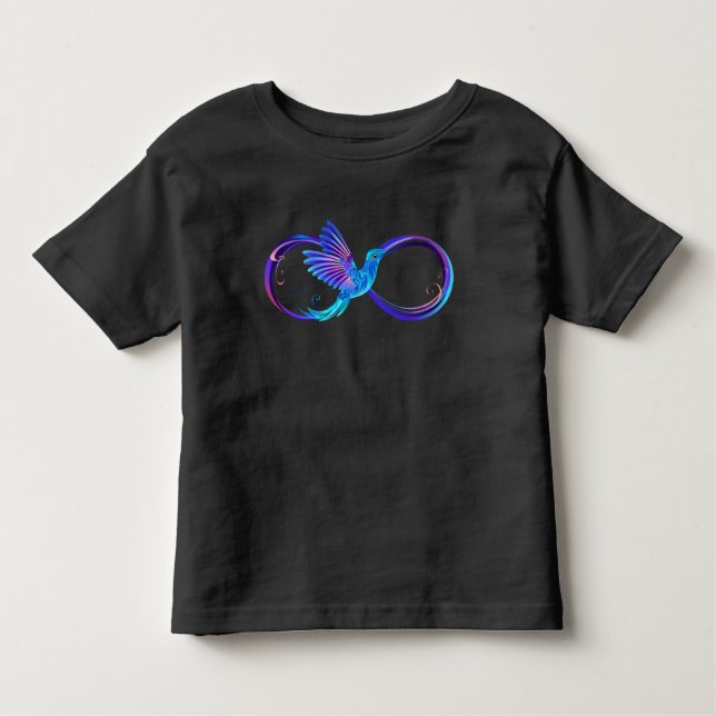 Camiseta De Bebé Símbolo de infinito neón con colibrí brillante (Anverso)