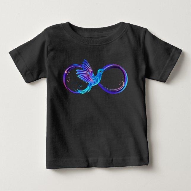 Camiseta De Bebé Símbolo de infinito neón con colibrí brillante (Anverso)