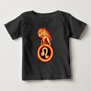 Camiseta De Bebé Símbolo de león de fuego - Rótulo Leo Zodiac