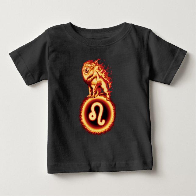Camiseta De Bebé Símbolo de león de fuego - Rótulo Leo Zodiac (Anverso)