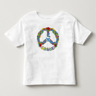 Camiseta De Bebé Símbolo de paz con flores y estrellas estilo pop-