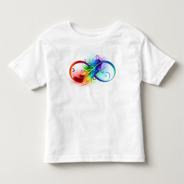 Camiseta De Bebé Símbolo infinito con plumas arcoiris (Anverso)