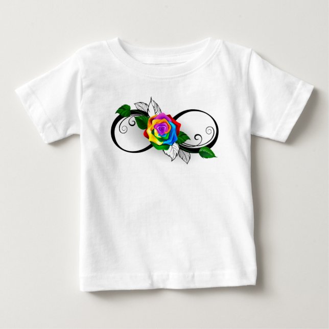 Camiseta De Bebé Símbolo infinito con Rosa arcoiris (Anverso)