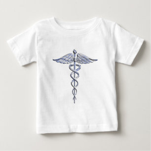 Camiseta De Bebé Símbolo médico de Caduceus sobre negro