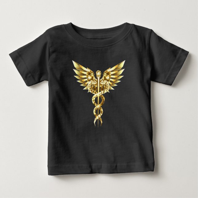 Camiseta De Bebé Símbolo poligonal de oro Caduceus (Anverso)