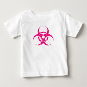 Camiseta De Bebé Símbolo rosado rasguñado del Biohazard