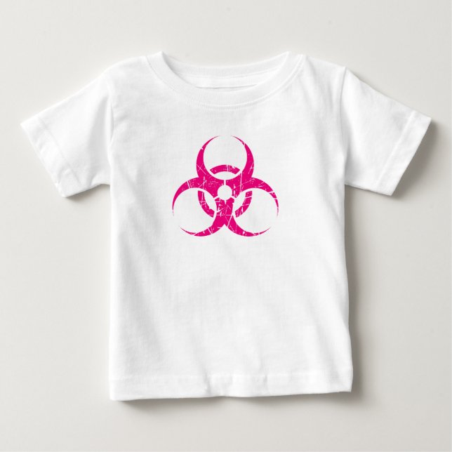 Camiseta De Bebé Símbolo rosado rasguñado del Biohazard (Anverso)