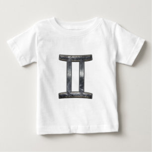 Camiseta De Bebé Símbolo zodiaco géminis en estilo angustiado