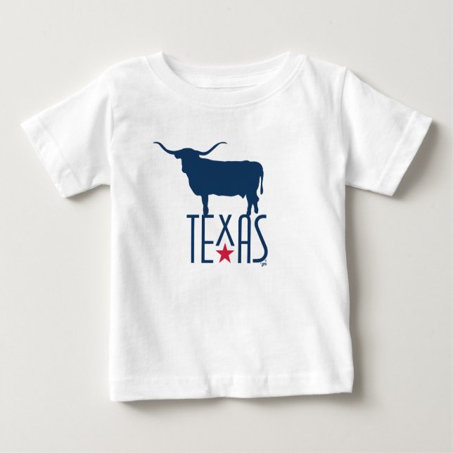 Camiseta De Bebé Símbolos de Texas, Longhorn, marina (Anverso)