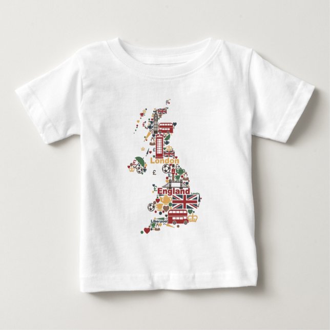 Camiseta De Bebé Símbolos del mapa de Inglaterra (Anverso)