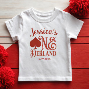 Camiseta De Bebé Simple Alice en ONEderland Cumpleaños Nombre de ni