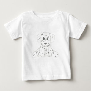 Camiseta De Bebé simple doodle de perro dálmata negro blanco para n