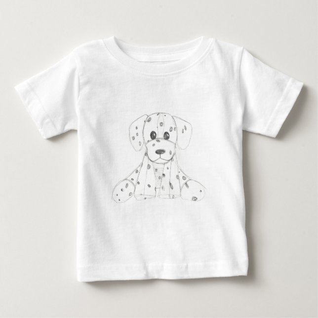 Camiseta De Bebé simple doodle de perro dálmata negro blanco para n (Anverso)