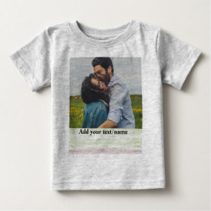Camiseta De Bebé simple minimal añade tu nombre foto acuarela