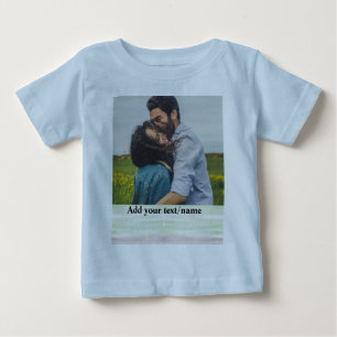 Camiseta De Bebé simple minimal añade tu nombre foto acuarela
