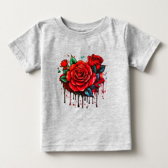 Camiseta De Bebé Sinfonía floral: impresión de diseño de flores acu (Anverso)