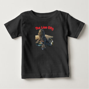 Camiseta De Bebé Singapur Merlion La Ciudad del León Baby Tee Negro
