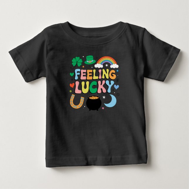 Camiseta De Bebé Sintiéndose afortunado Día de San Patrón Charm Irl (Anverso)
