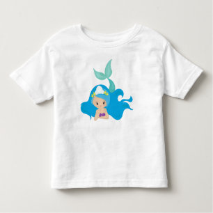 Camiseta De Bebé Sirena Cuidada, Pelo Azul, Sirena Pequeña, Starfis