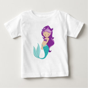 Camiseta De Bebé Sirena Cuidada, Sirena Pequeña, Pelo Púrpura, Estr