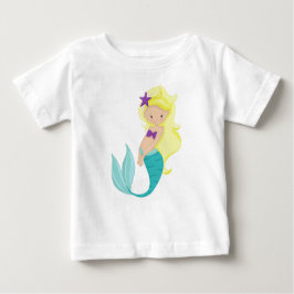 Camiseta De Bebé Sirena Cuta, Sirena Pequeña, Cabello Rubio, Estrel