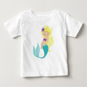 Camiseta De Bebé Sirena Cuta, Sirena Pequeña, Cabello Rubio, Estrel