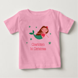 Camiseta De Bebé Sirena Cute 1er Navidad