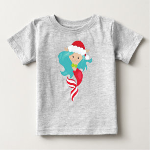 Camiseta De Bebé Sirena de navidades, Santa Hat, Navidad, Año Nuevo