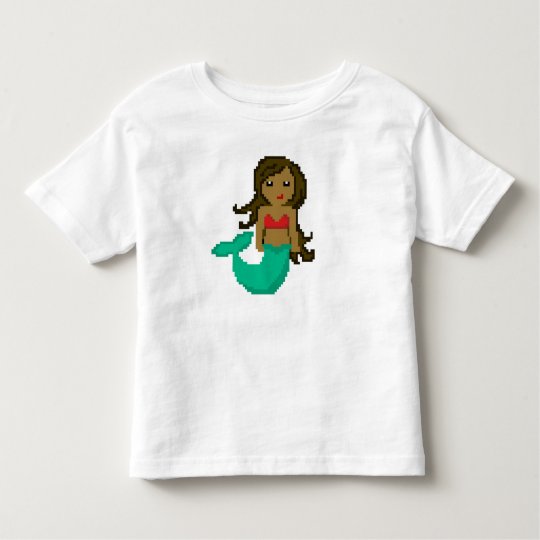 Camiseta De Bebé sirena del friki del pixel 8Bit con la piel oscura