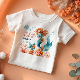 Camiseta De Bebé Sirena Linda Acuarela Bajo el Mar Nombre de Niña