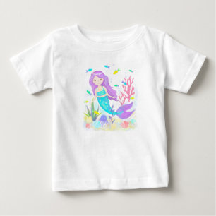 Camiseta De Bebé Sirena linda bajo el mar