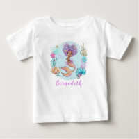 Camiseta de bebé sirena marrón personalizada