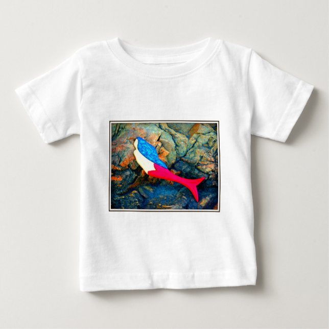 Camiseta De Bebé sirena roja y azul (Anverso)