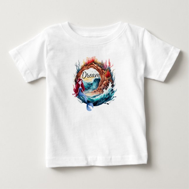Camiseta De Bebé Sirena soñando junto al océano (Anverso)