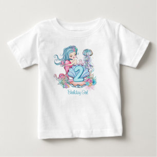 Camiseta De Bebé Sirena Vida Marina   Fiesta de Cumpleaños con Edad